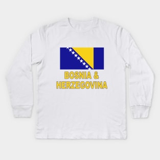 The Pride of Bosnia and Herzegovina - National Flag Design Kids Long Sleeve T-Shirt